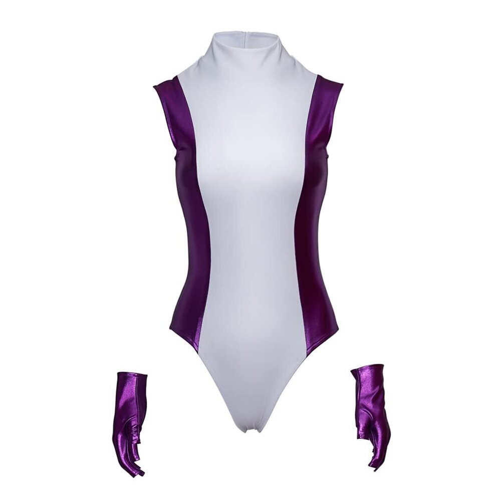 1269 Superhero Cosplay Costume Sexy Purple Jumpsuit Halloween Costume-M